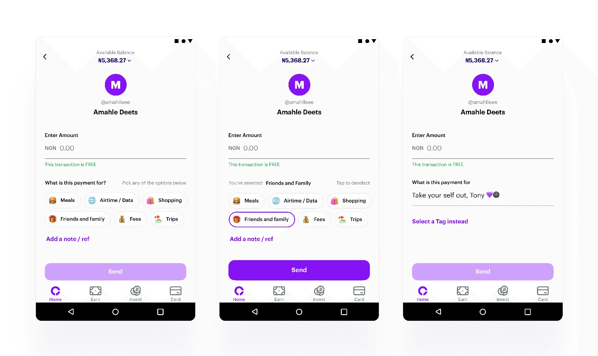 Concepts for payment reason pages