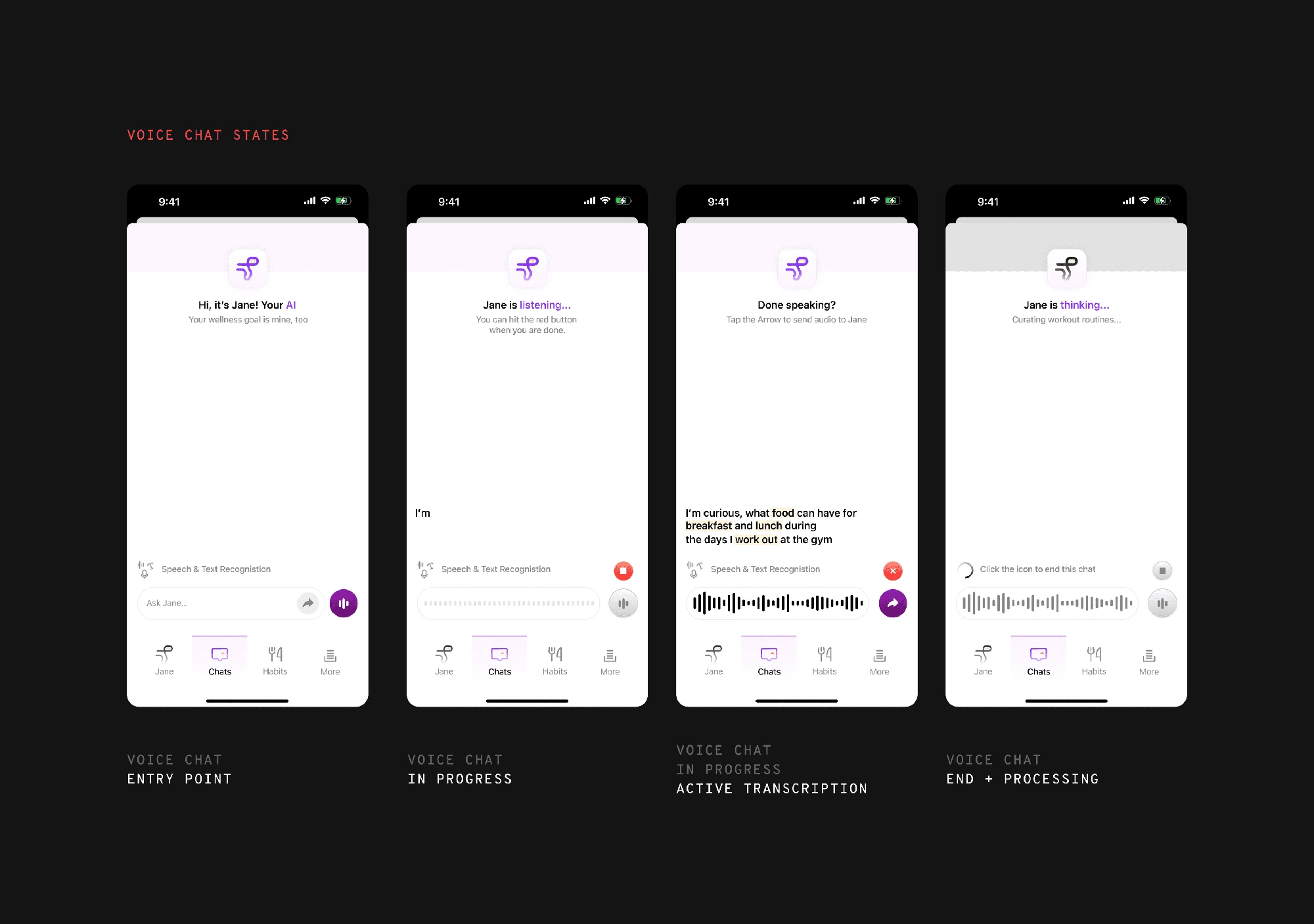 Jane • Different states for the Voice chat experience