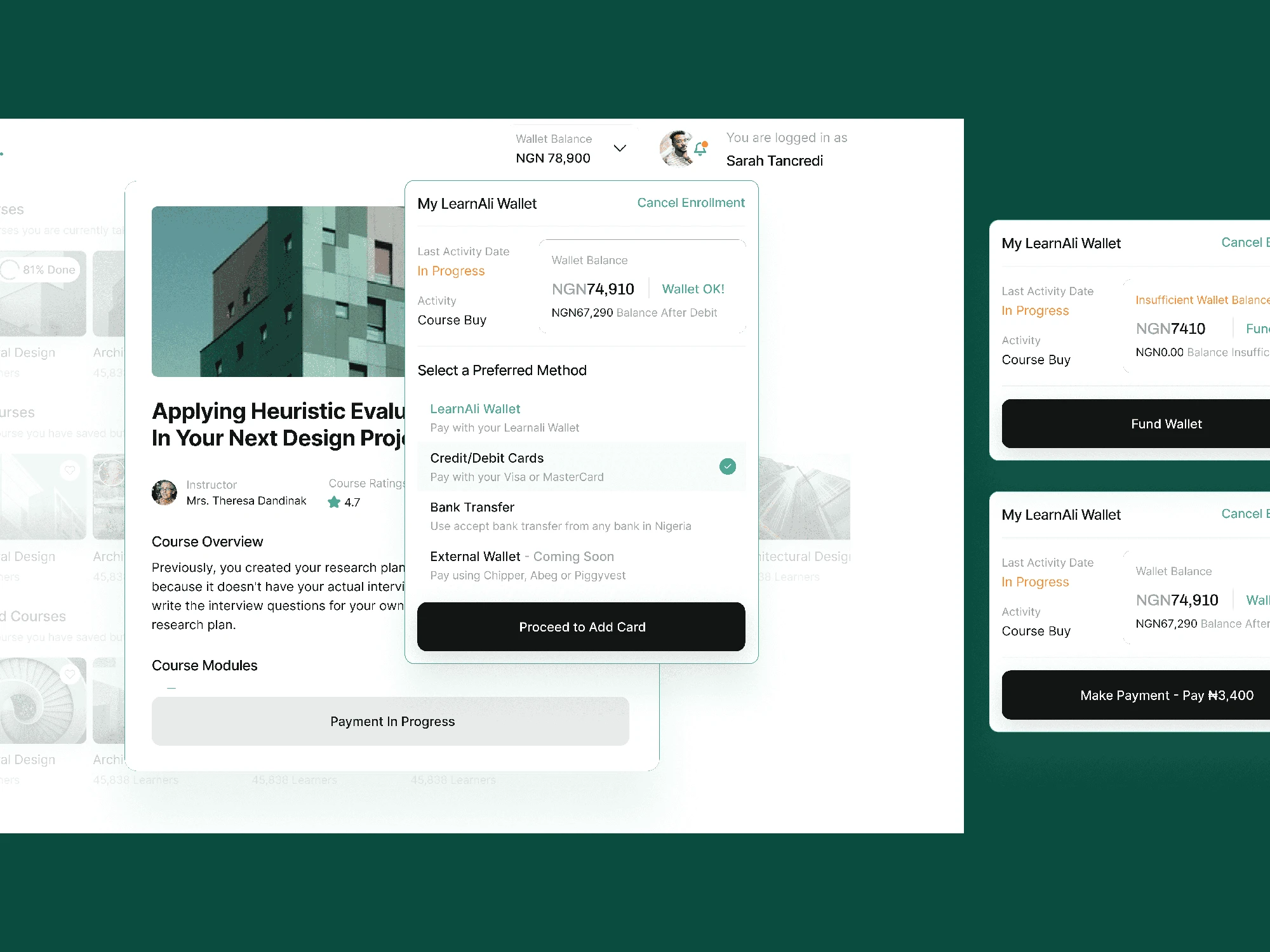 Learnali • Learning wallet modal