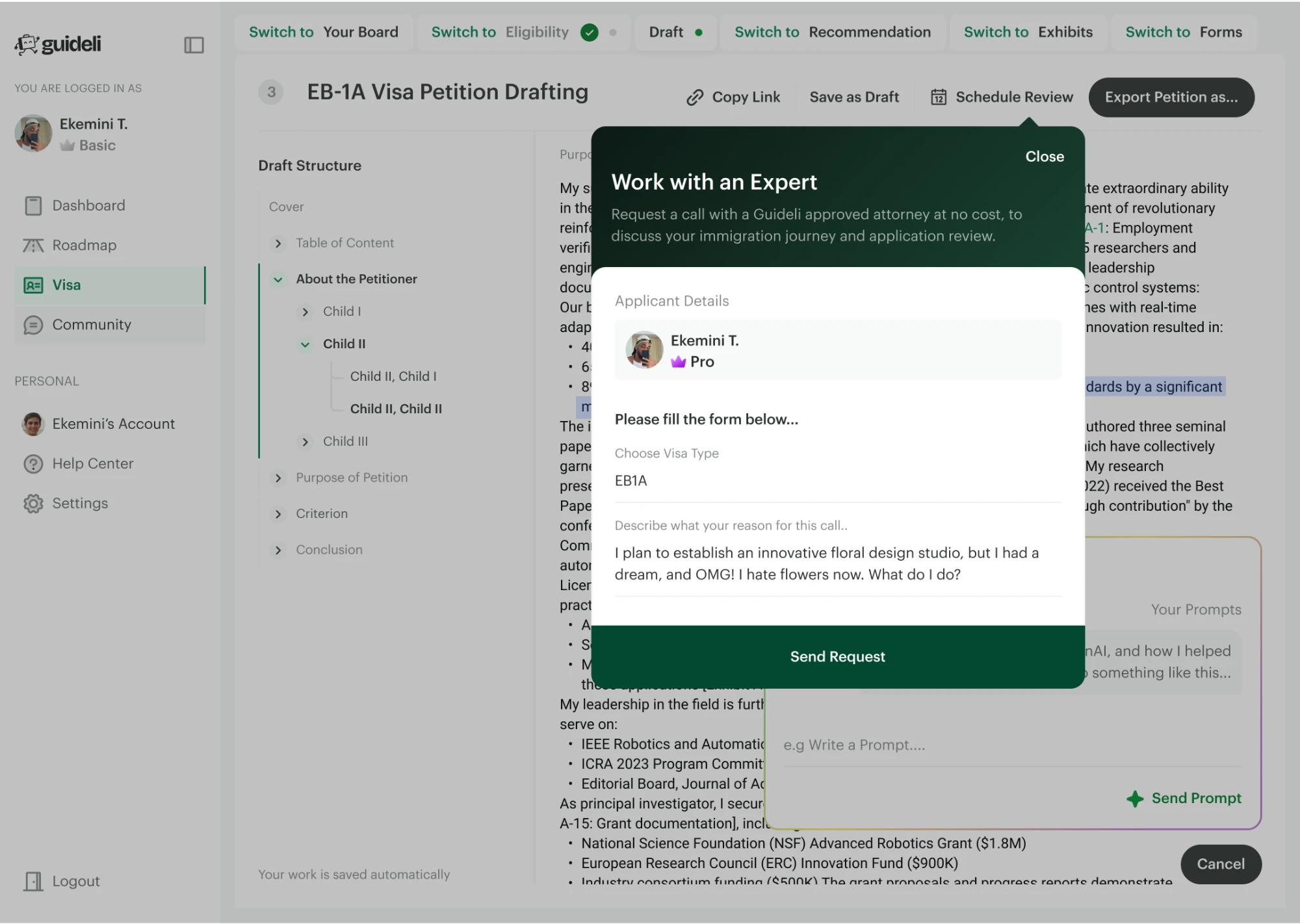 Guideli: work with an expert request form